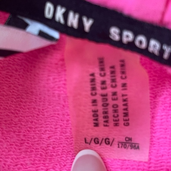 DKNY SPORT - Casual Summery Women's Flash Pink Logo Hooded Minidress in size L - Picture 5 of 5